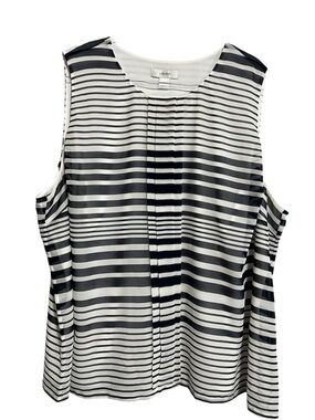 CJ Banks Sleeveless Striped Black & White Sleeveless Lined Blouse Size 3X